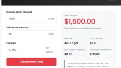 MPG Calculator fornt page